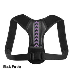 Adjustable Back Shoulder Posture Corrector Belt For Clavicle Spine Support Body Reshape Pain Relief From Neck; Back And Shoulder ( Buy A Size Up ) (Color: Black Purple, size: M(40-80KG))