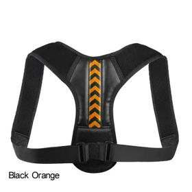 Adjustable Back Shoulder Posture Corrector Belt For Clavicle Spine Support Body Reshape Pain Relief From Neck; Back And Shoulder ( Buy A Size Up ) (Color: Black Orange, size: M(40-80KG))