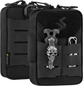 EDC Pouch Tool Pocket Organizer Molle Tool Pouch for Men, Nylon Compact Organizer for Multitools (Color: Black)